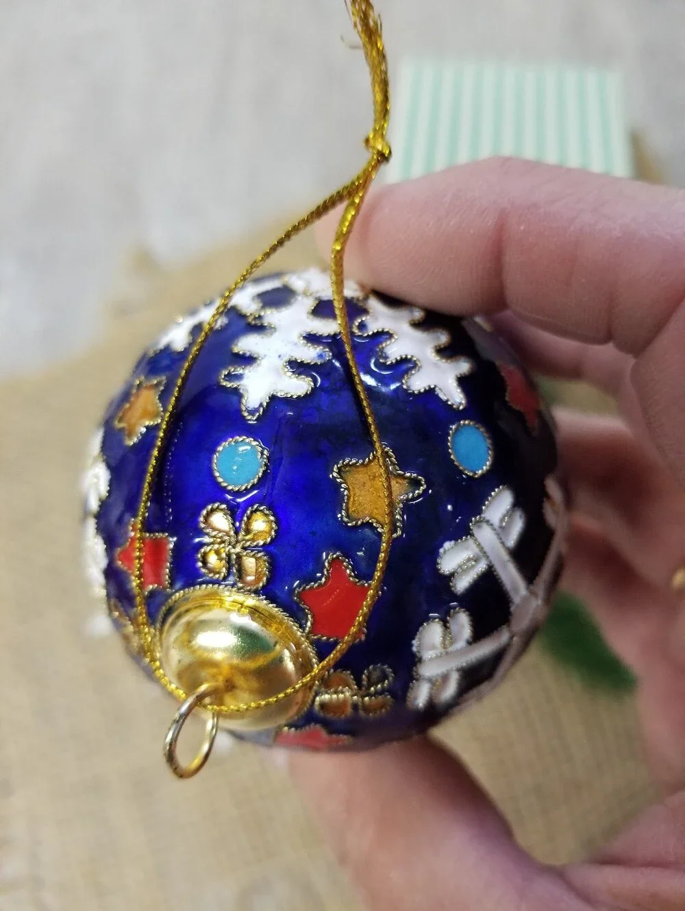 Cobalt Blue Cloisonne Snowflake Ornament Bulb